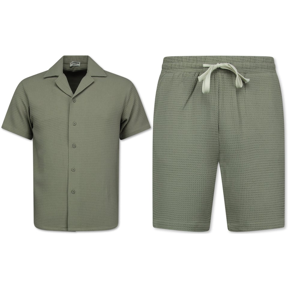 Ribbed Oversized Shirt - Zomerset Heren - Two Piece Setje - Co Ord Set - 0095 - Grijs