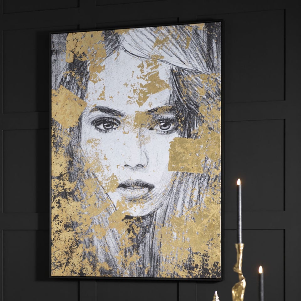 Schilderij Vrouw in Goud 103x143cm Ingelijst