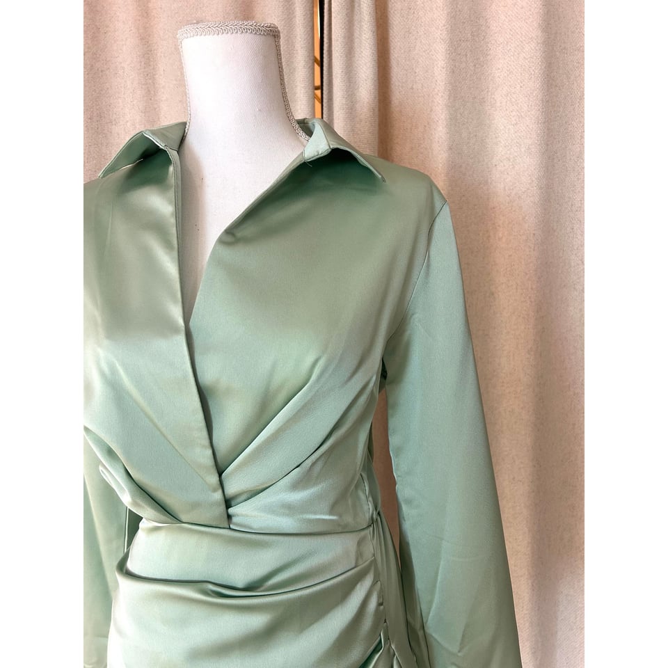 Satin longsleeve dress - Mint green
