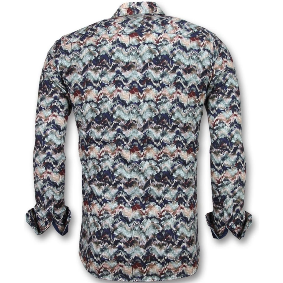 Bijzondere Heren Overhemden - Luxe Italiaanse Blouse - 3008 - Blauw