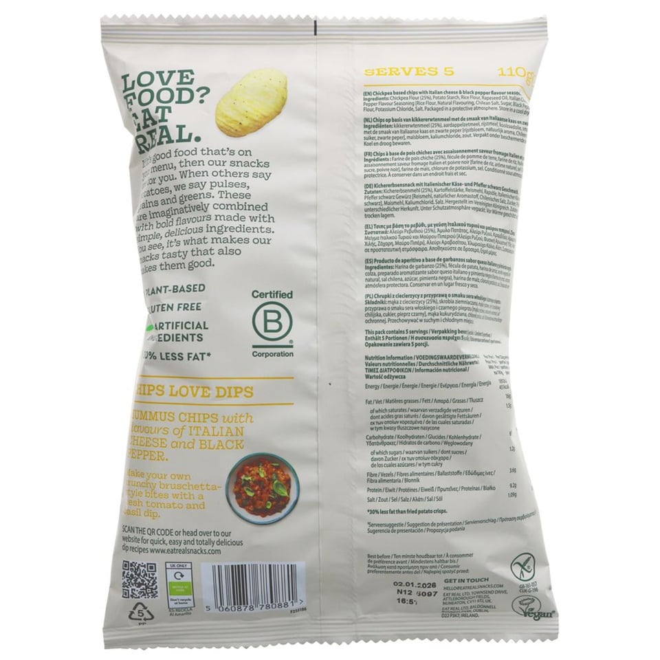 Eat Real Italian Cheese & Black Pepper 110g