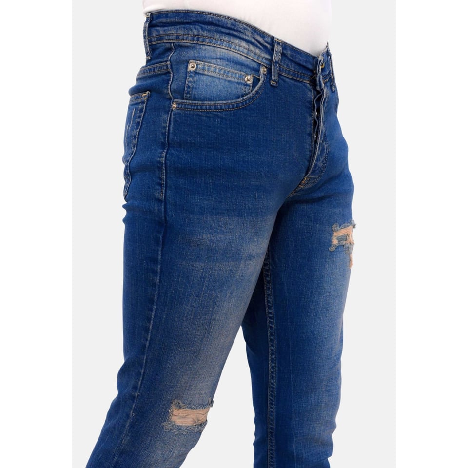 Ripped Jeans Heren Slim Fit Strech -DC-046- Blauw