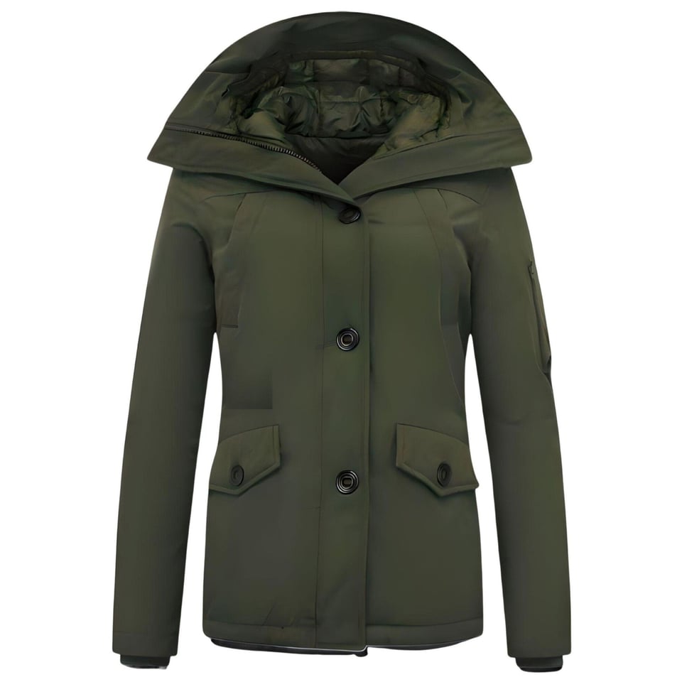 Getailleerde Winterjas Dames Met Capuchon - 503 - Groen