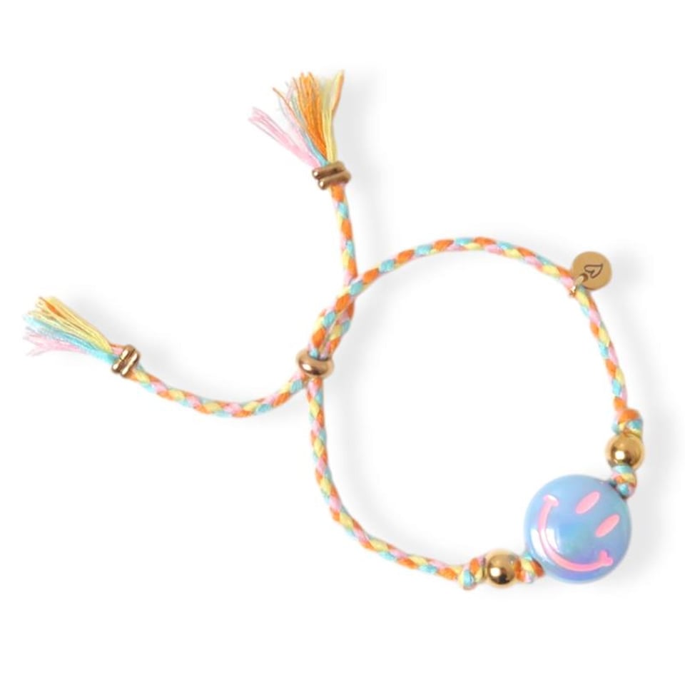 Love Issue Armbandje Happy Smiley Light Blue Orange