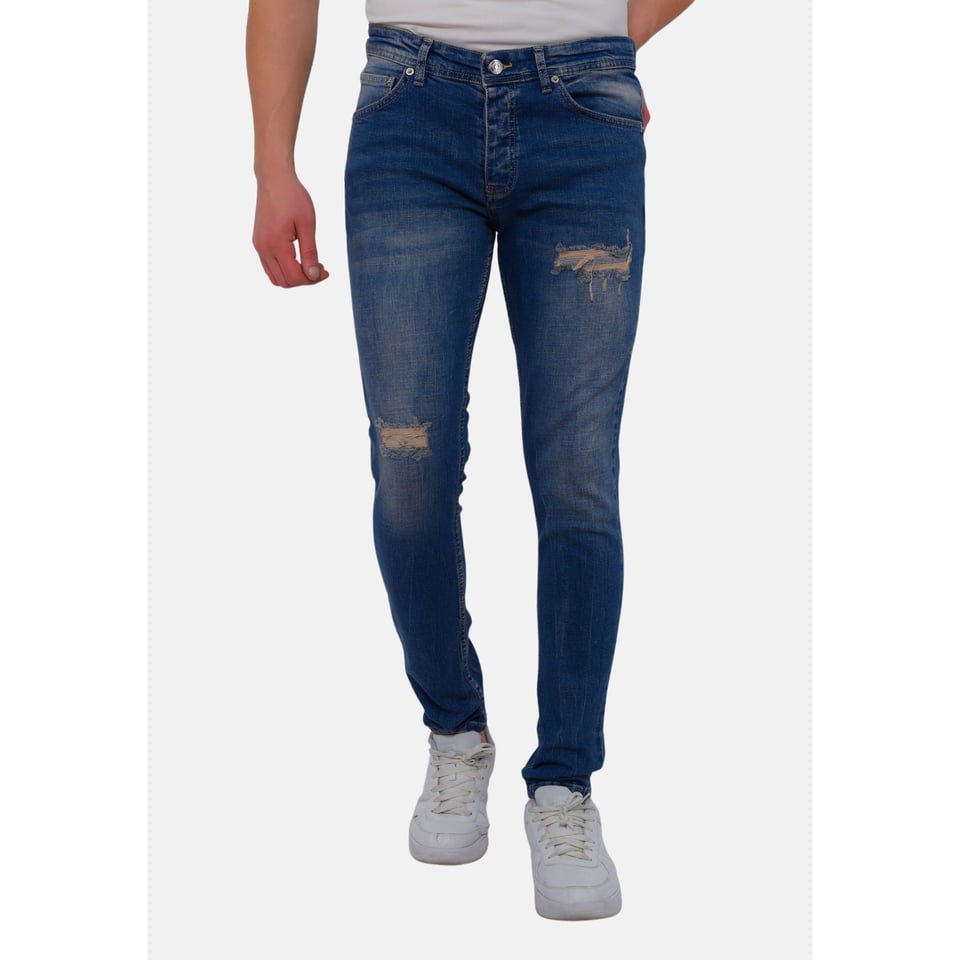 Ripped Jeans Heren Slim Fit Strech -DC-046- Blauw