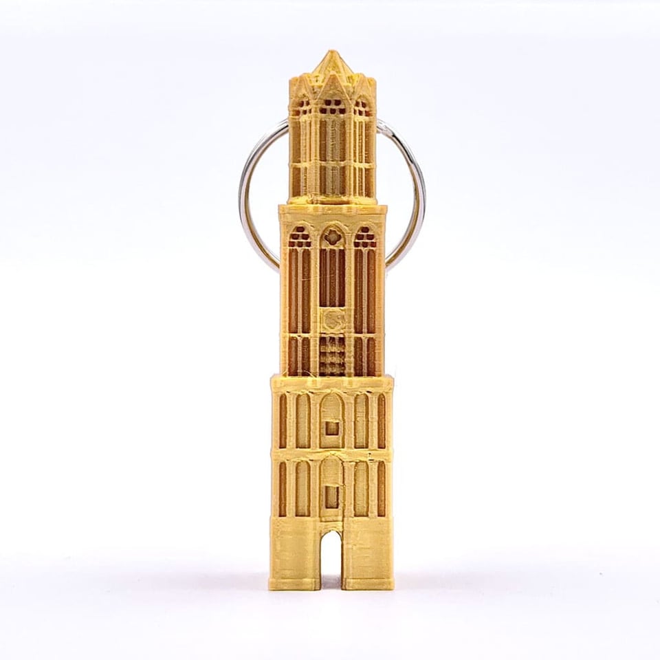 3D Marks Domtoren Sleutelhanger Glanzend Goud