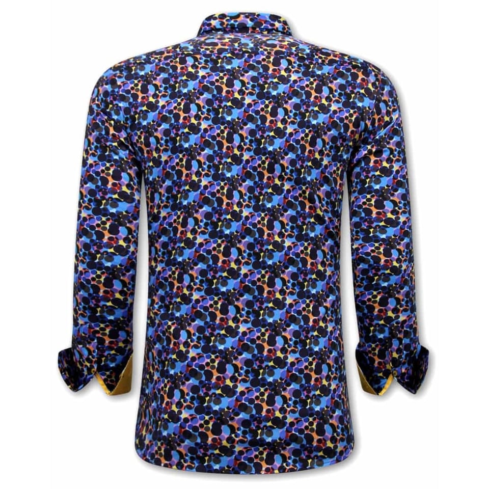 Luxe Kleurrijke Heren Blouse - 3072 - Geel / Blauw