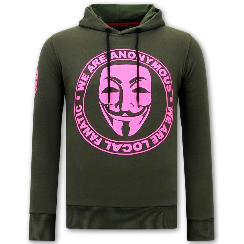 Hoodie Heren Print - We Are Anonymous - Groen