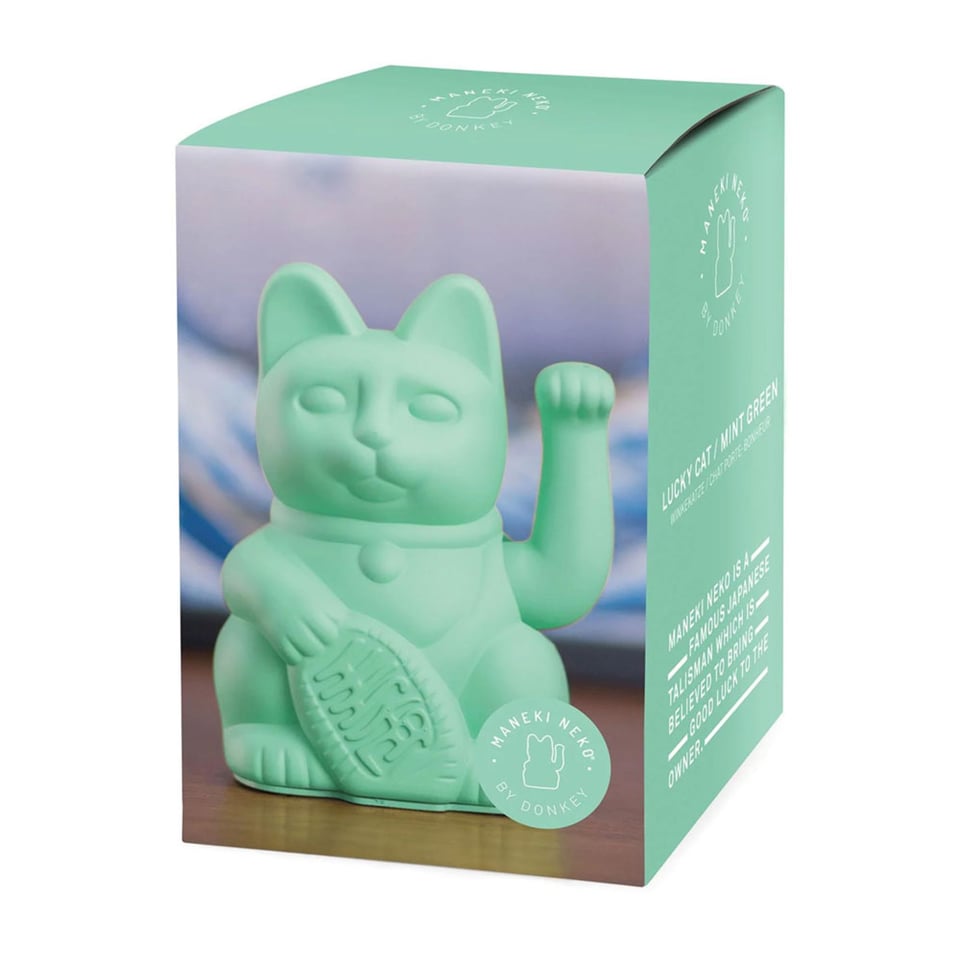 Lucky Cat Mint Green 10x15cm