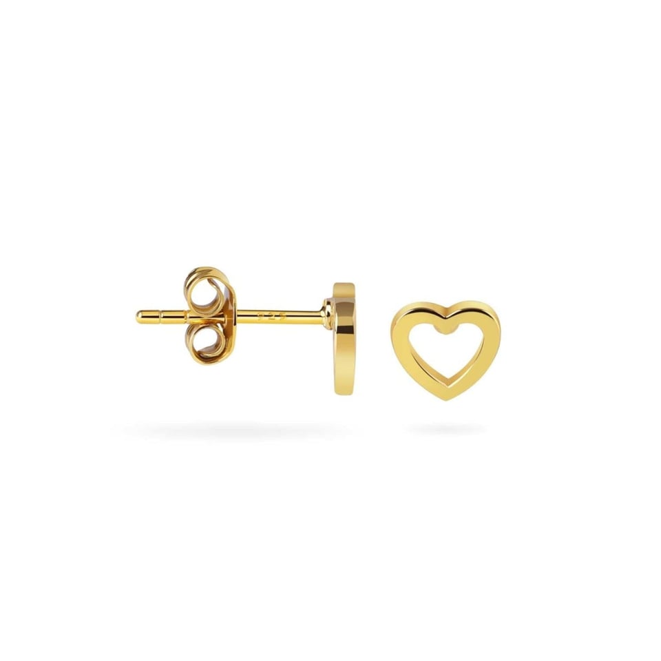 Gold Plated Big Open Heart Stud Earrings - Sterling Silver / Gold Plated