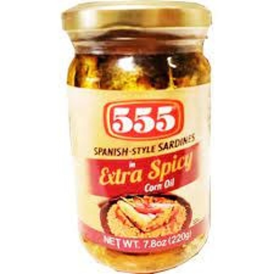 555 Spanish-Style Sardines in Extra Spicy Corn Oil 220g