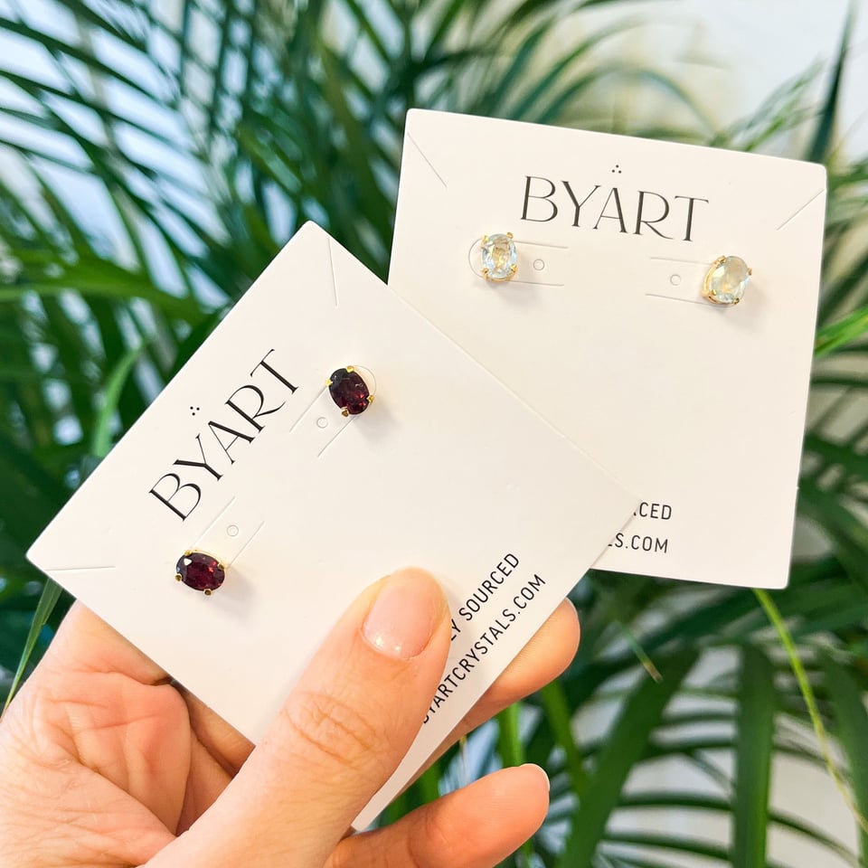 Stud Earrings - Natural Stones 18k Gold plated