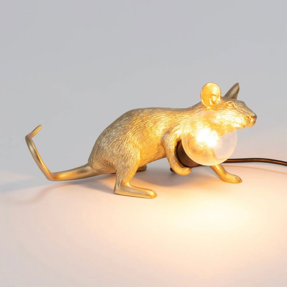 SELETTI Mouse Lamp Liggend Goud