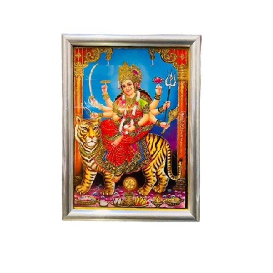 Shera Wali Mata Idol with Frame 13*18 Cm