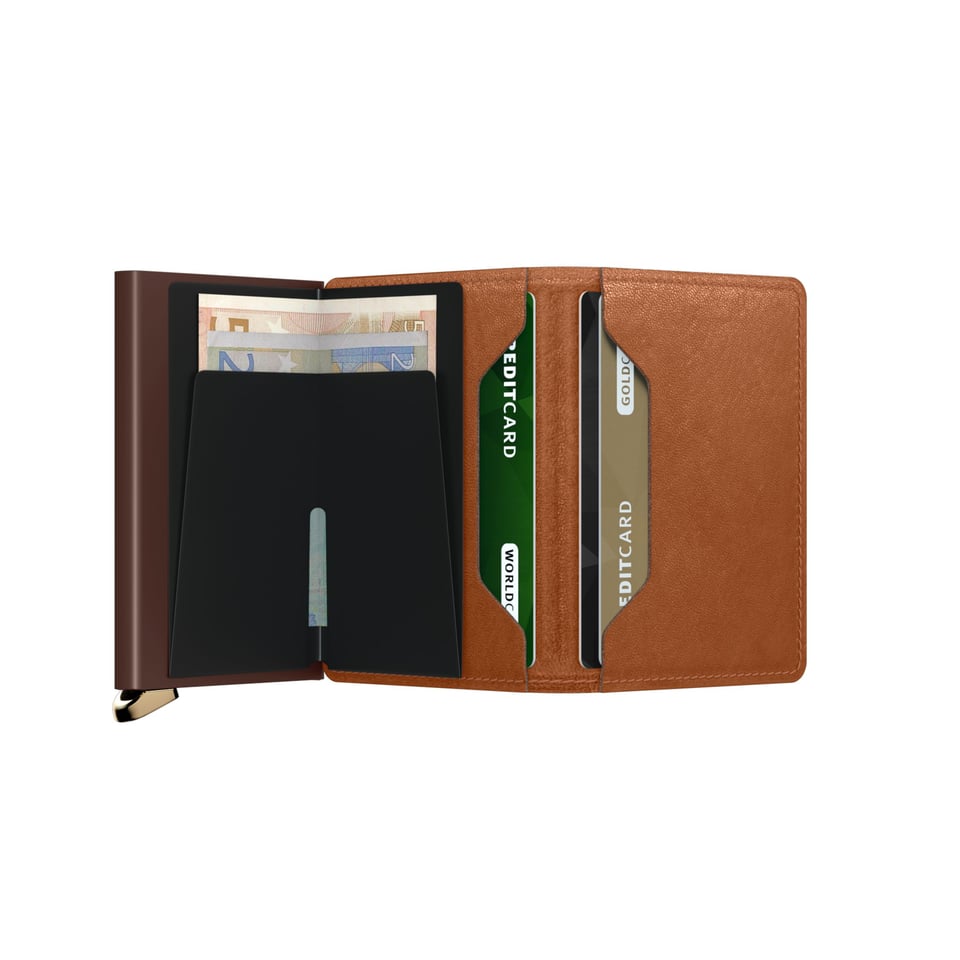 Secrid Slimwallet premium Emboss Lines cognac