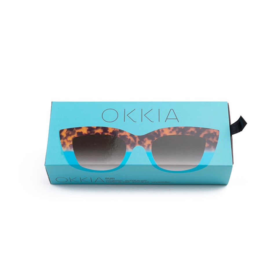 Zonnebril CLAUDIA Big Cat-Eye Havana Blue OK013-HB - Kleur: Blue - Artikelnummer: OK013-HB