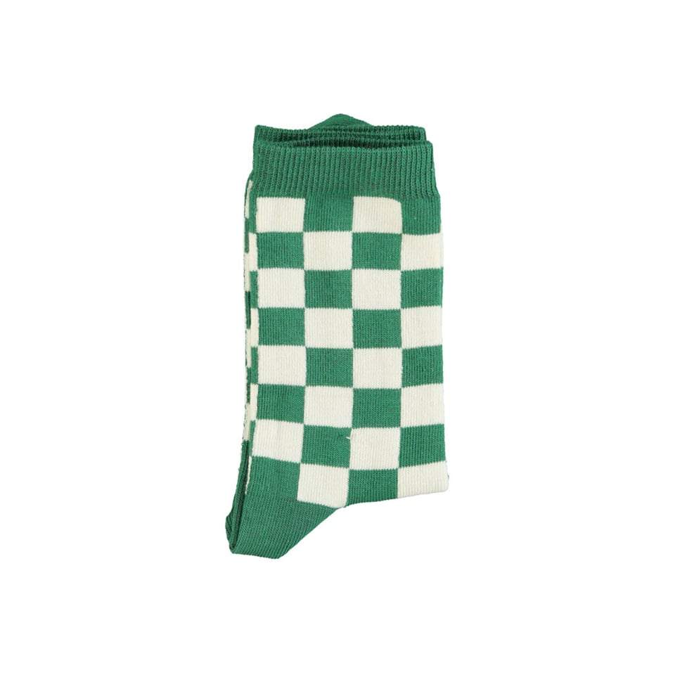 Piupiuchick Socks Ecru & Green Checkered