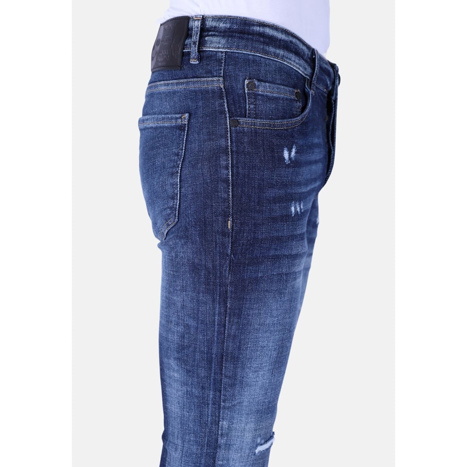 Gescheurde Heren Spijkerbroeken Slim Fit -1100 - Blauw