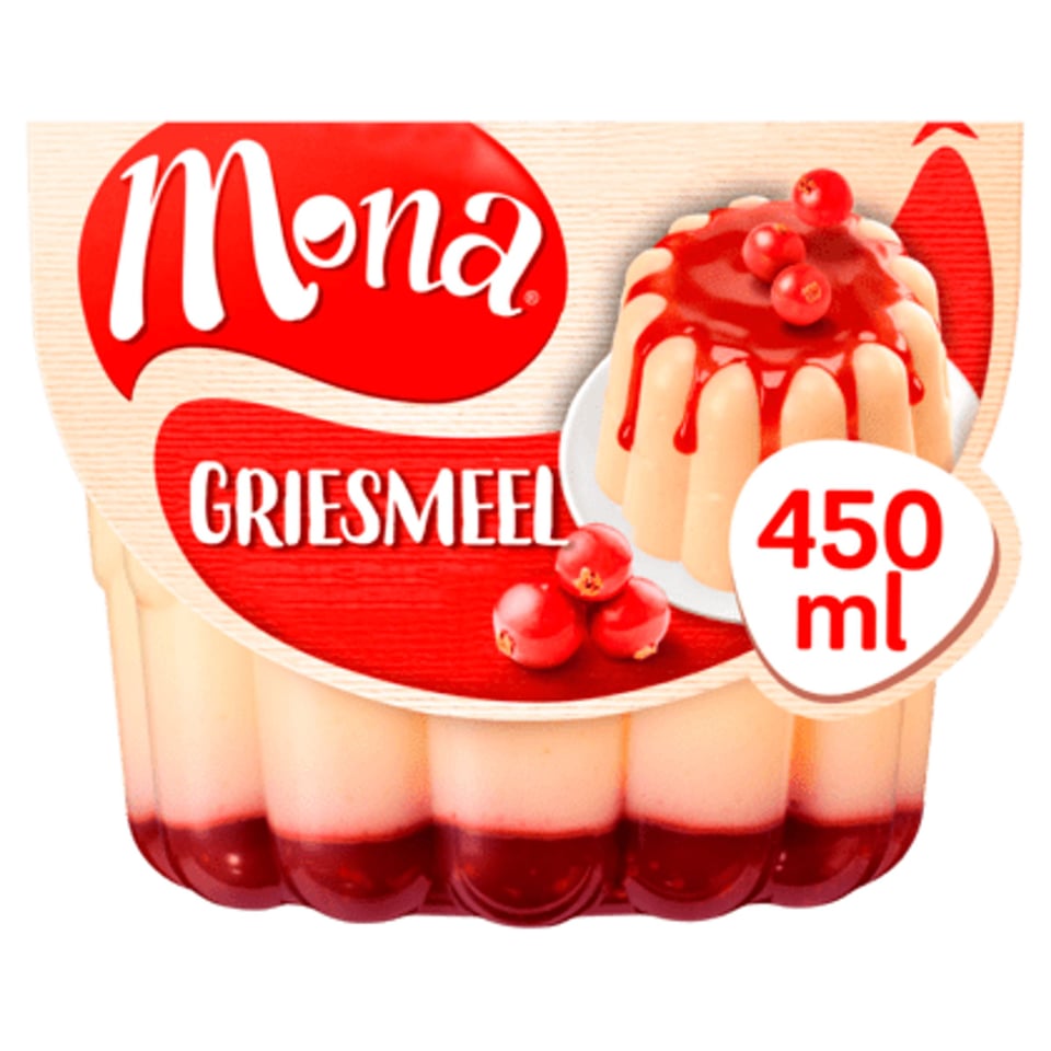 Mona Griesmeelpudding Met Rode Bessensaus