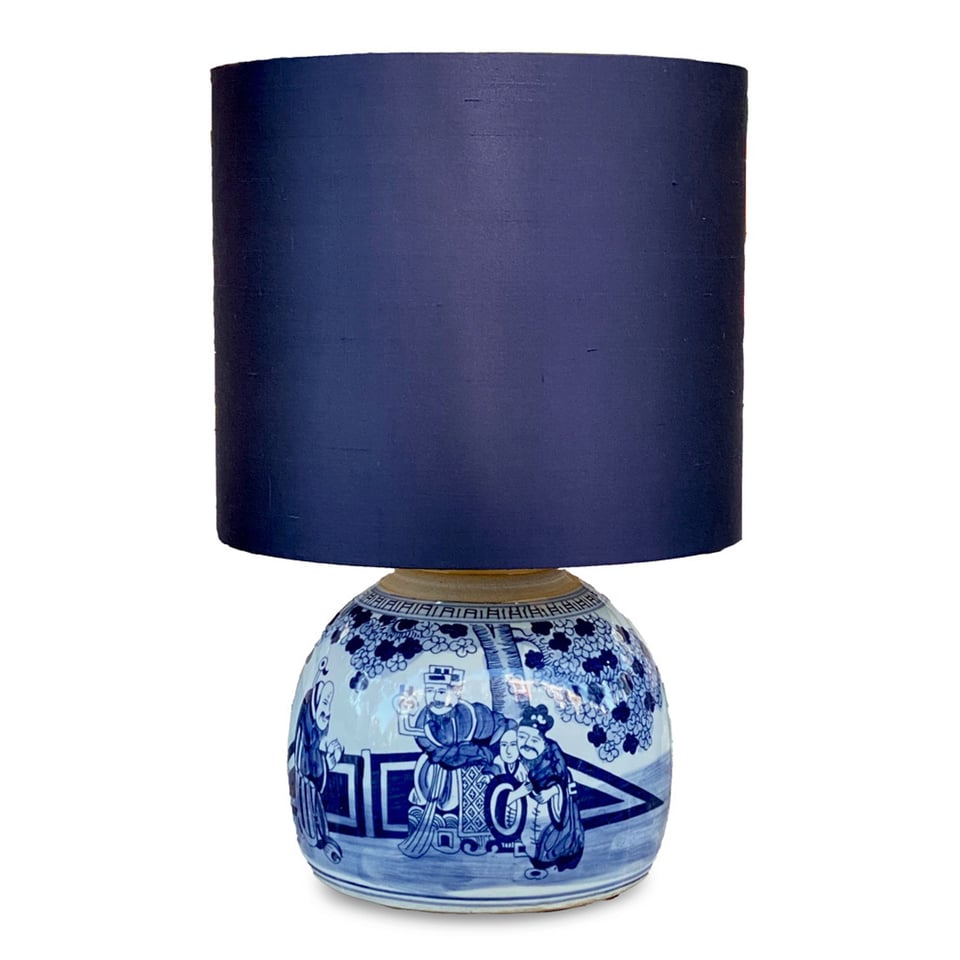 Tafellamp Voet Chinees Keizer Blauw-Wit Porselein 26x29cm