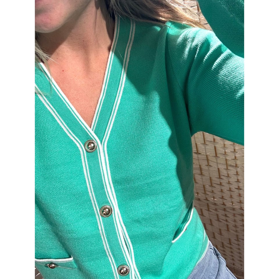 Ladylike Cardigan Green / White ( - OneSize