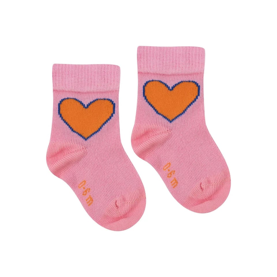 Tiny Cottons Heart Medium Socks Pink