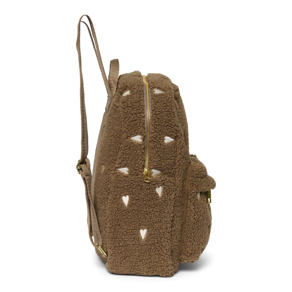 Brown Teddy Hearts MIDI Backpack with Front Pocket