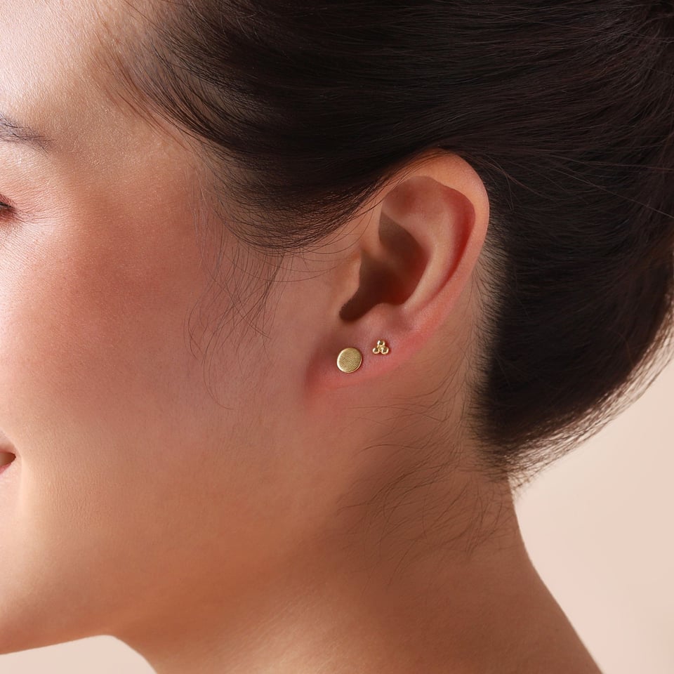 Gold Plated Coin Stud Earrings 7MM