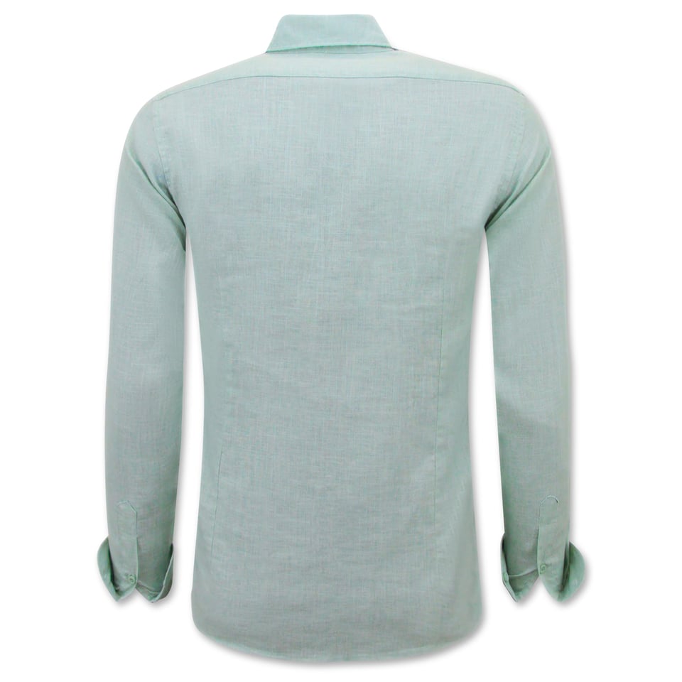 Linnen Overhemd Heren - Regular Fit - Casual Blanco - Groen