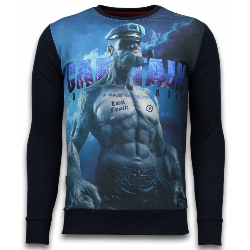 The Sailor Man - Digital Rhinestone Sweater - Zwart