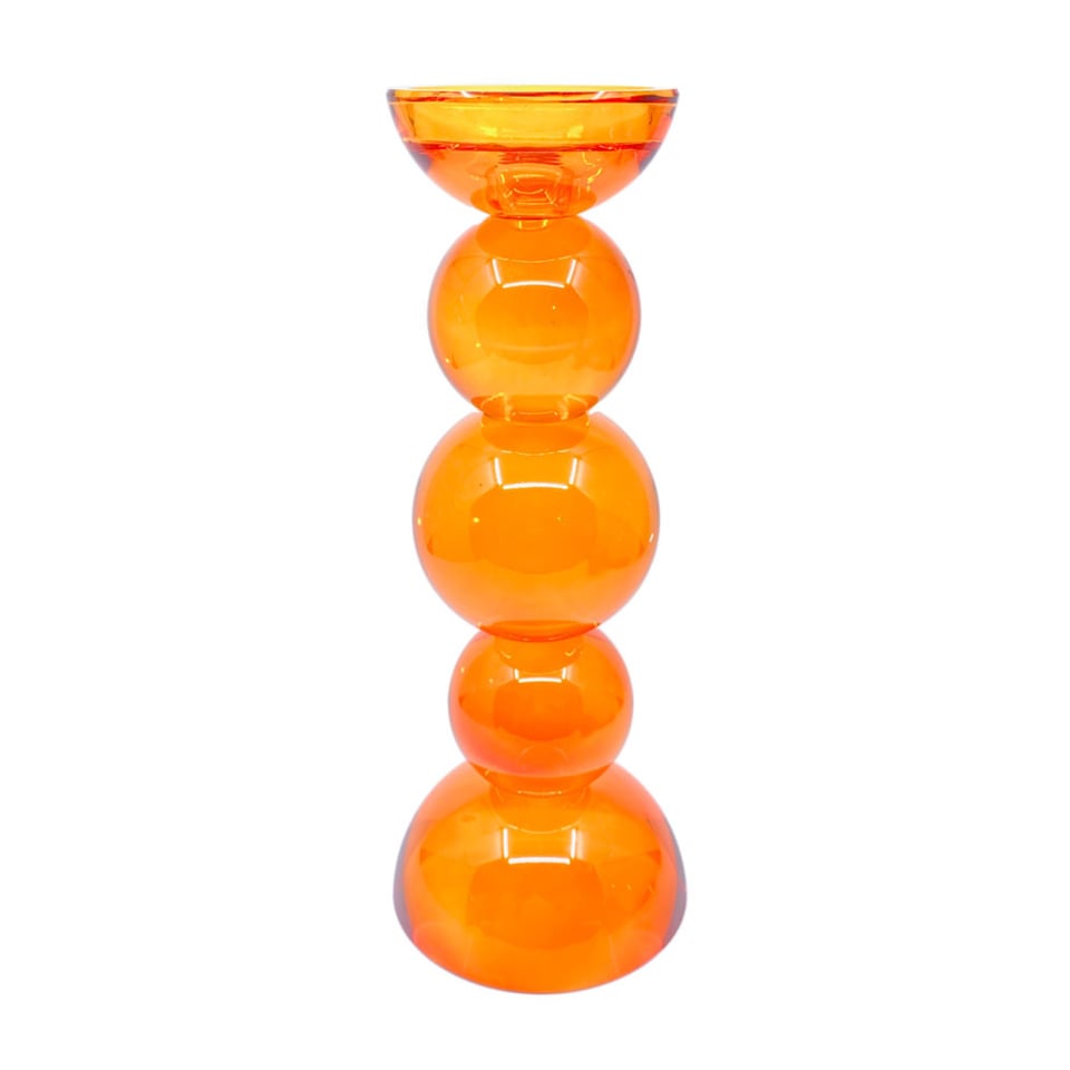 Kandelaar Votief Oranje Kristal Glas 12x30cm