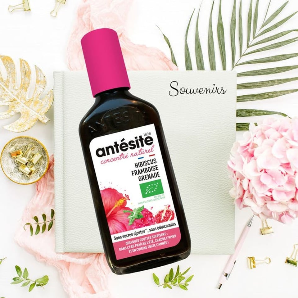 Antesite  Framboos Granaatappel Hibicus siroop  Bio - 13cl
