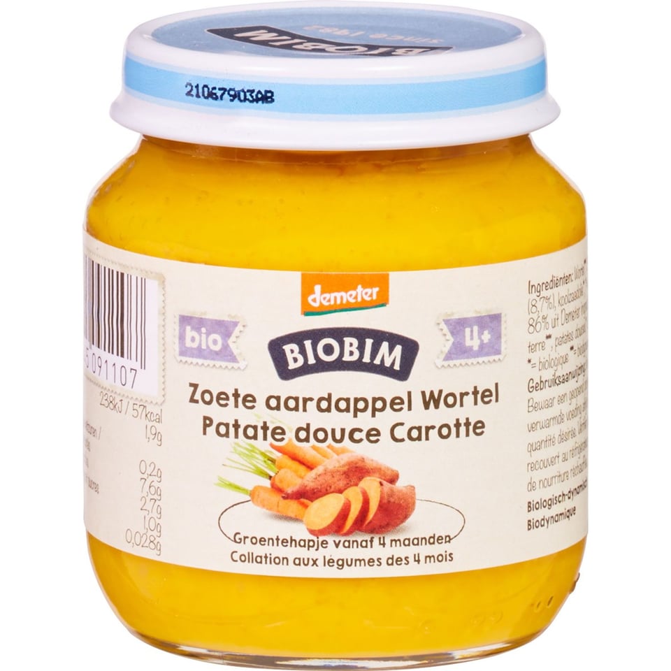 Babyhapje Zoete Aardappel/wortel 4+ Mnd