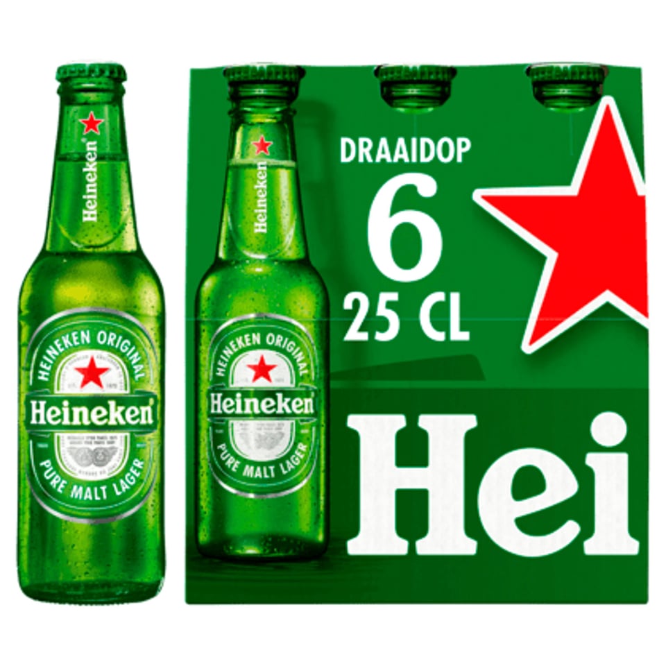 Heineken Premium Pilsener Bier Fles 6x25cl