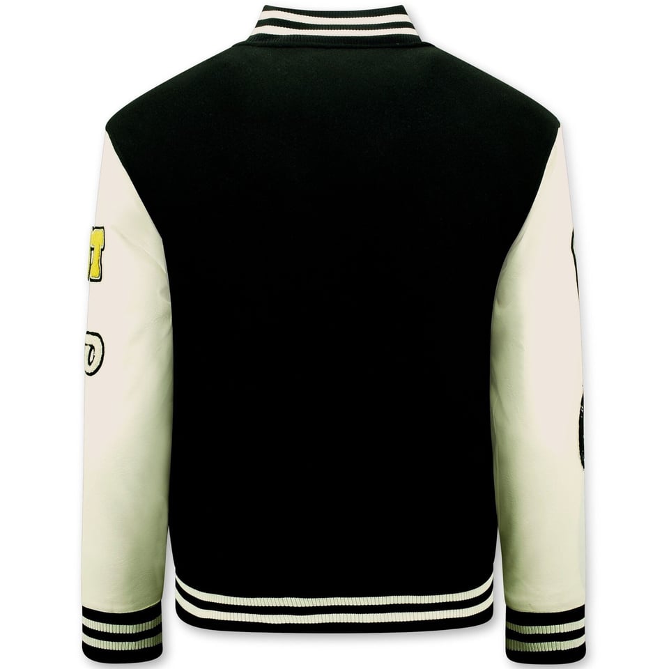 Vintage Varsity Baseball Jacket Oversized Heren - 7086 - Zwart