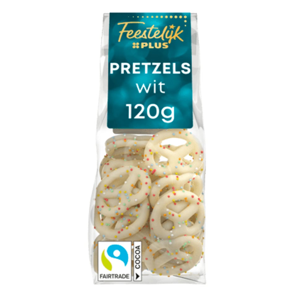 Feestelijk PLUS Pretzels Witte Chocolade 120g