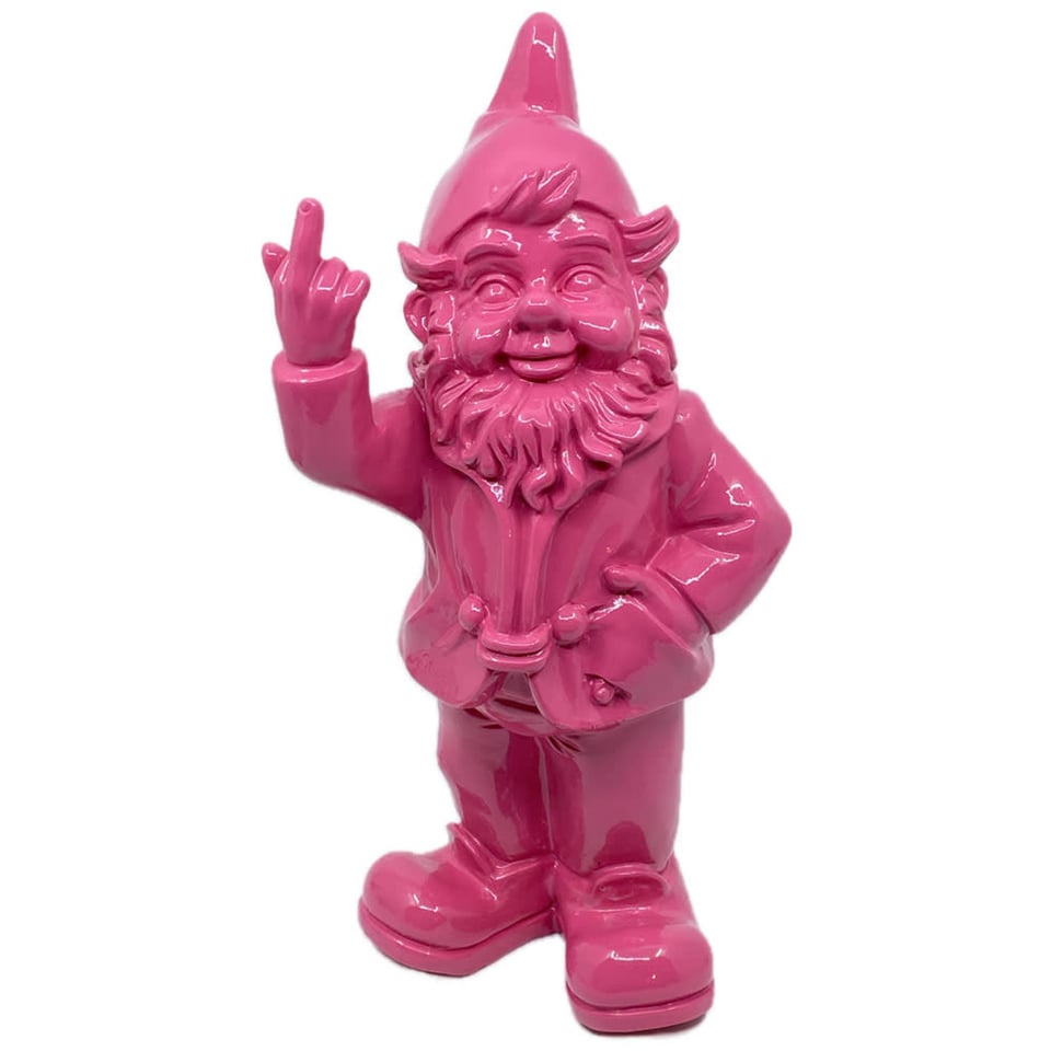 Beeldje Kabouter Fuck You Fuchsia 32cm