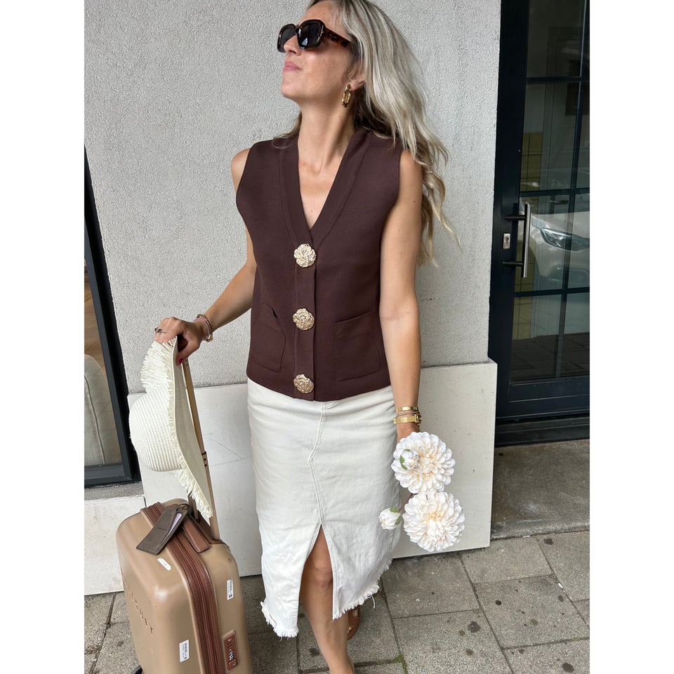 New Marron Brown - Cardigan gilet