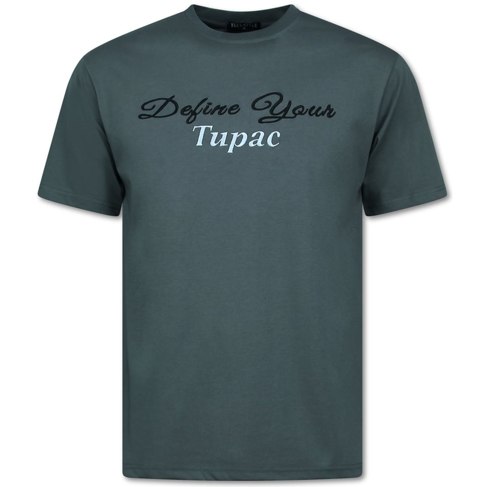 Oversized T Shirt Heren - Tupac Shakur - T Shirt Heren Met Print - Heren Tshirt Met Opdruk - 672 - Grijs