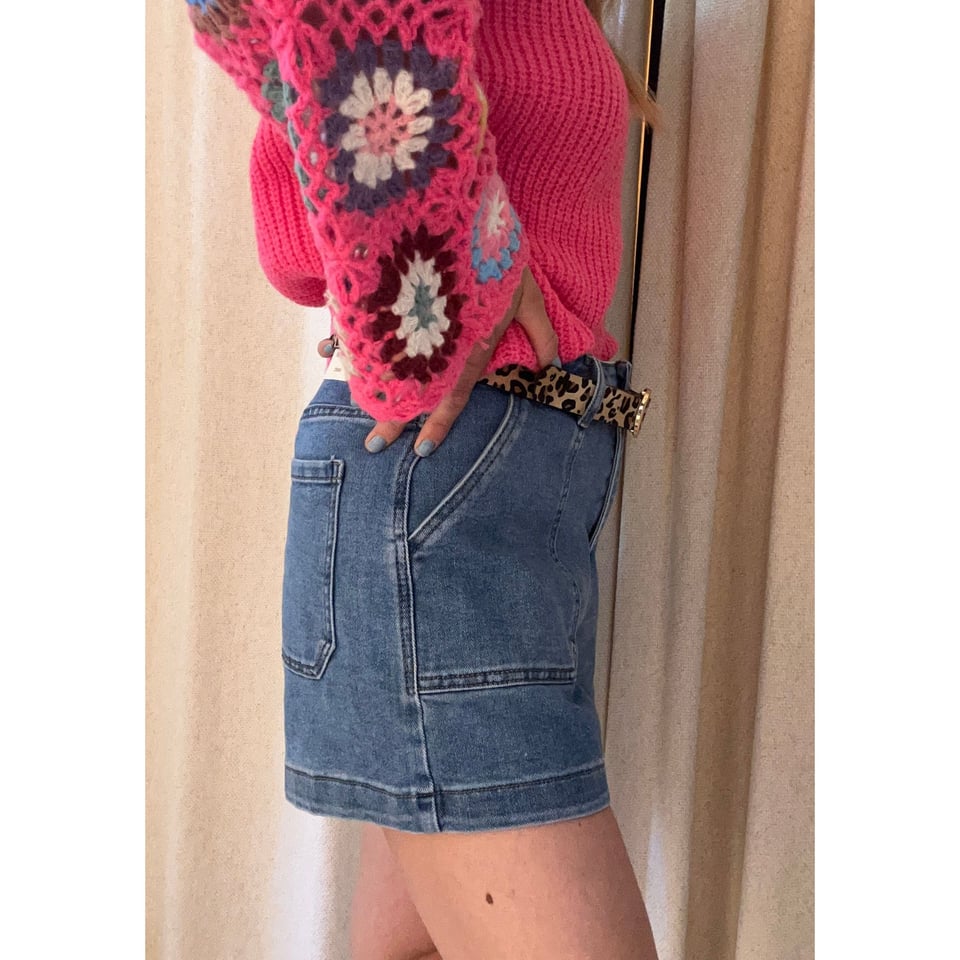 High Waist denim pocket Short