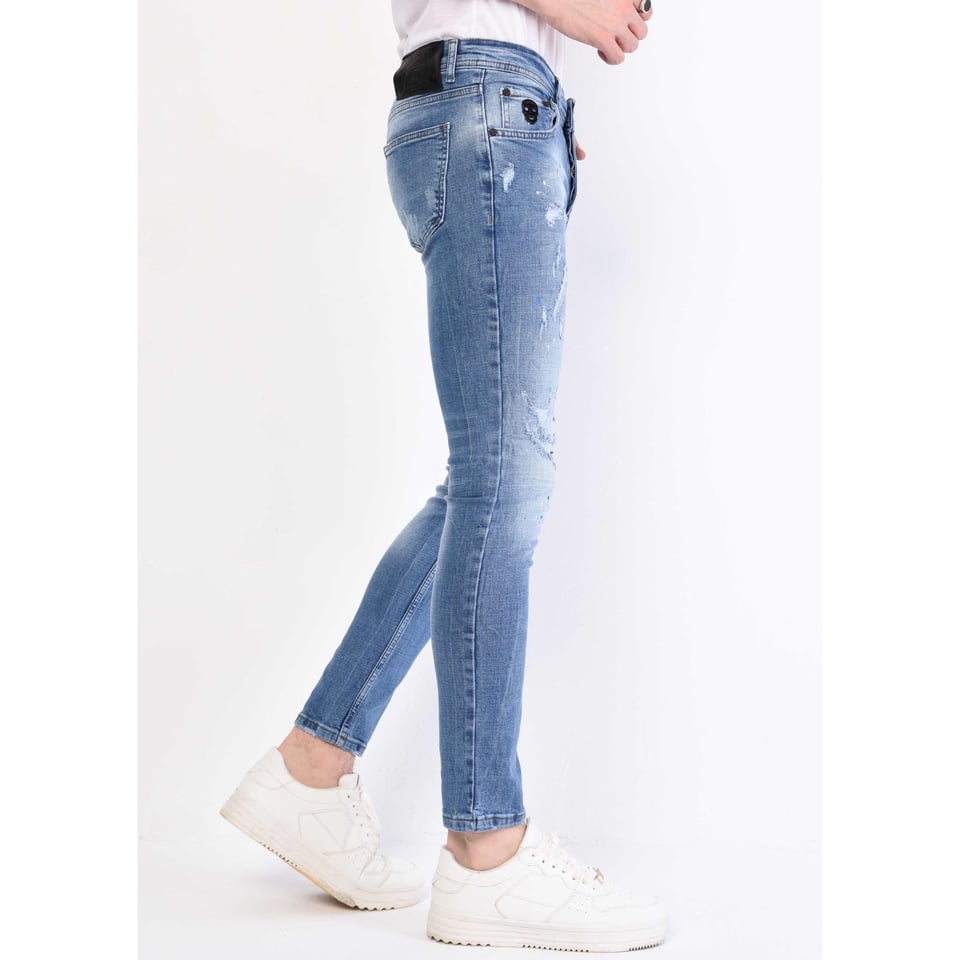 Lichtblauwe Jeans Heren Met Gaten - 1059 - Blauw