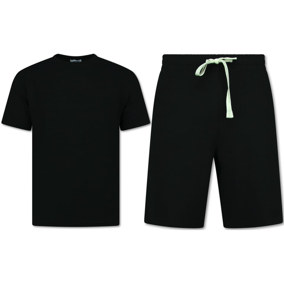 Zomerset Heren - Ribbed Oversized - Two Piece Setje - Twinset - Co Ord Set - 918 - Zwart