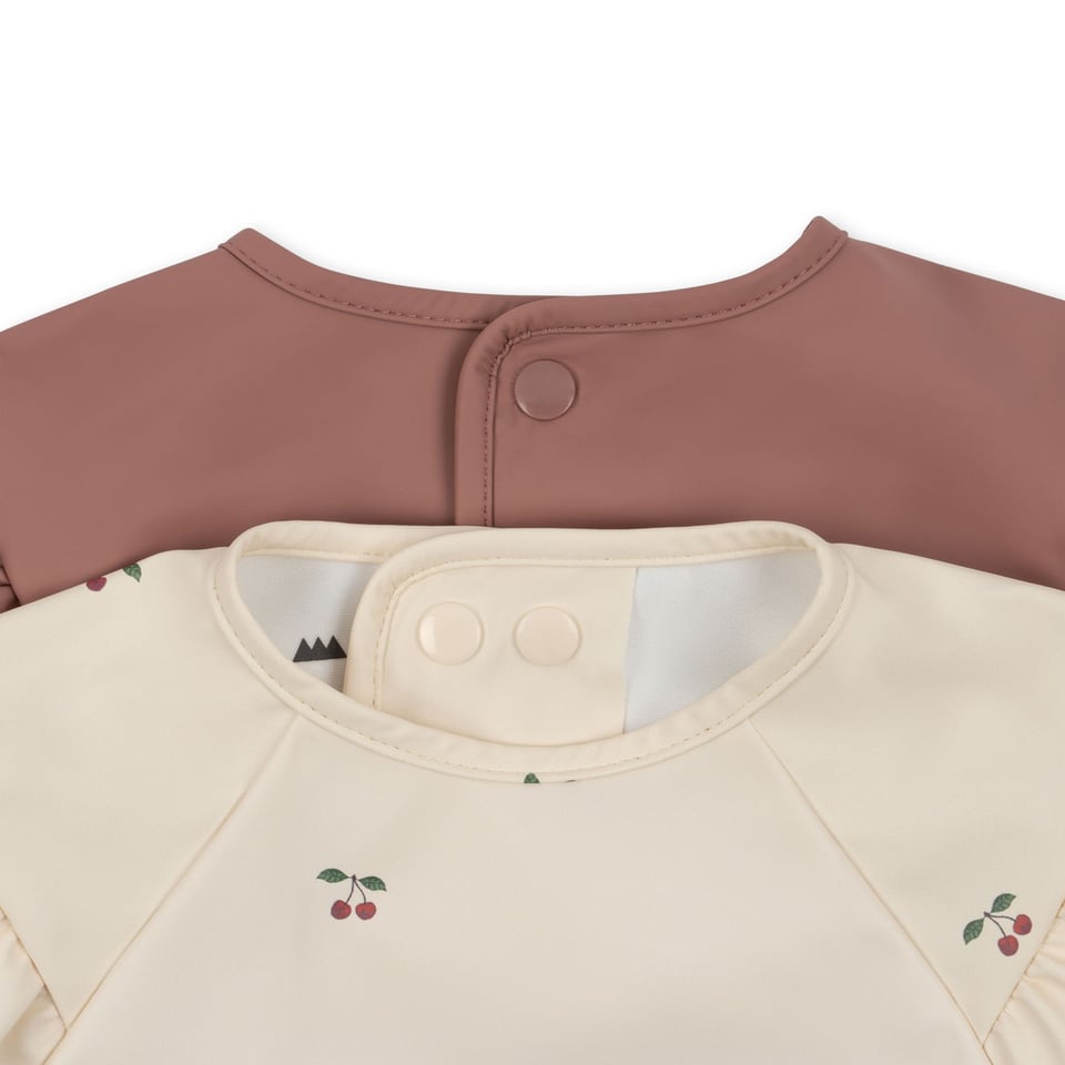 Konges Sløjd 2 Pack Dinner Bib Frill With Sleeves Cherry/Rosewater