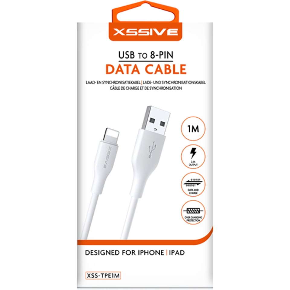 Xssive TPE Serie USB to 8 Pin Cable 1m - Wit