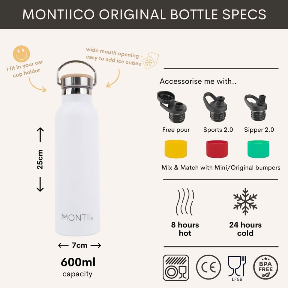 MontiiCo Original Thermosfles Chalk