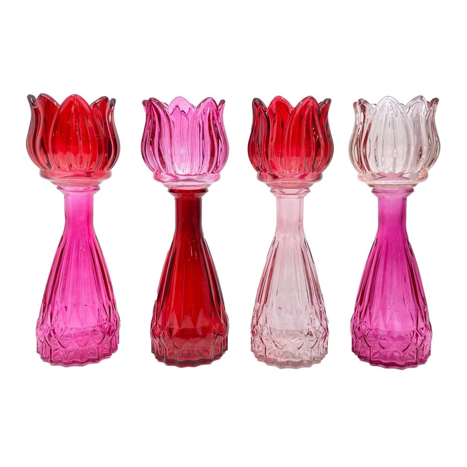 Vaasje Tulp Pink Mix Glas 7x22cm in 4 Kleuren