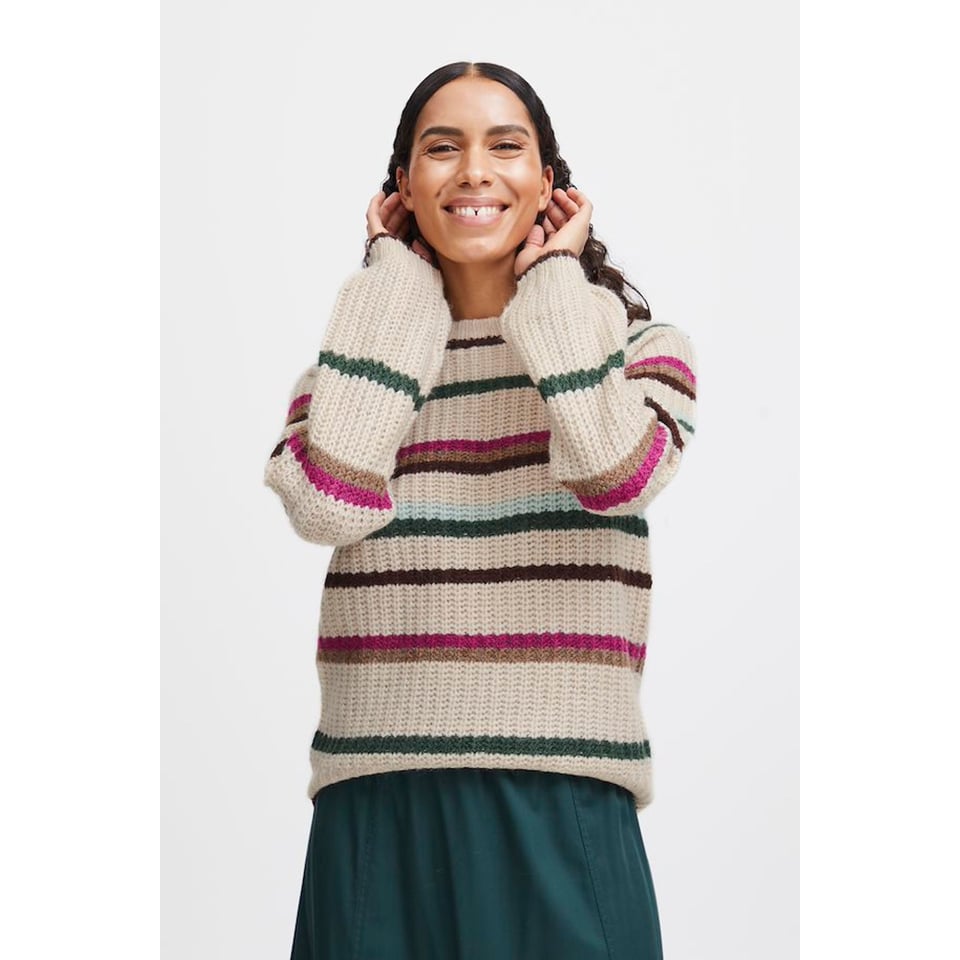 Cream mixed Stripes Pullover