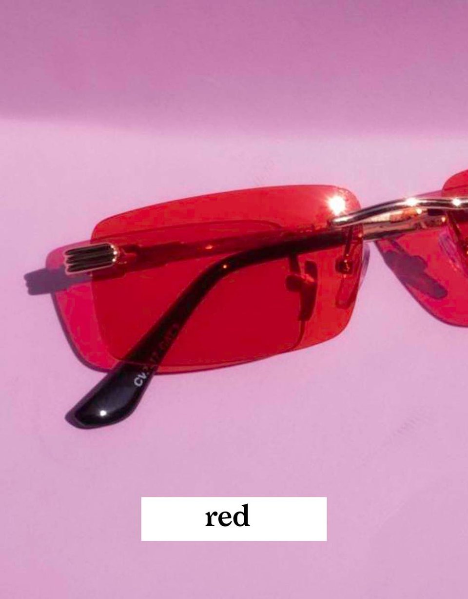 90S Square Sunglasses - Red