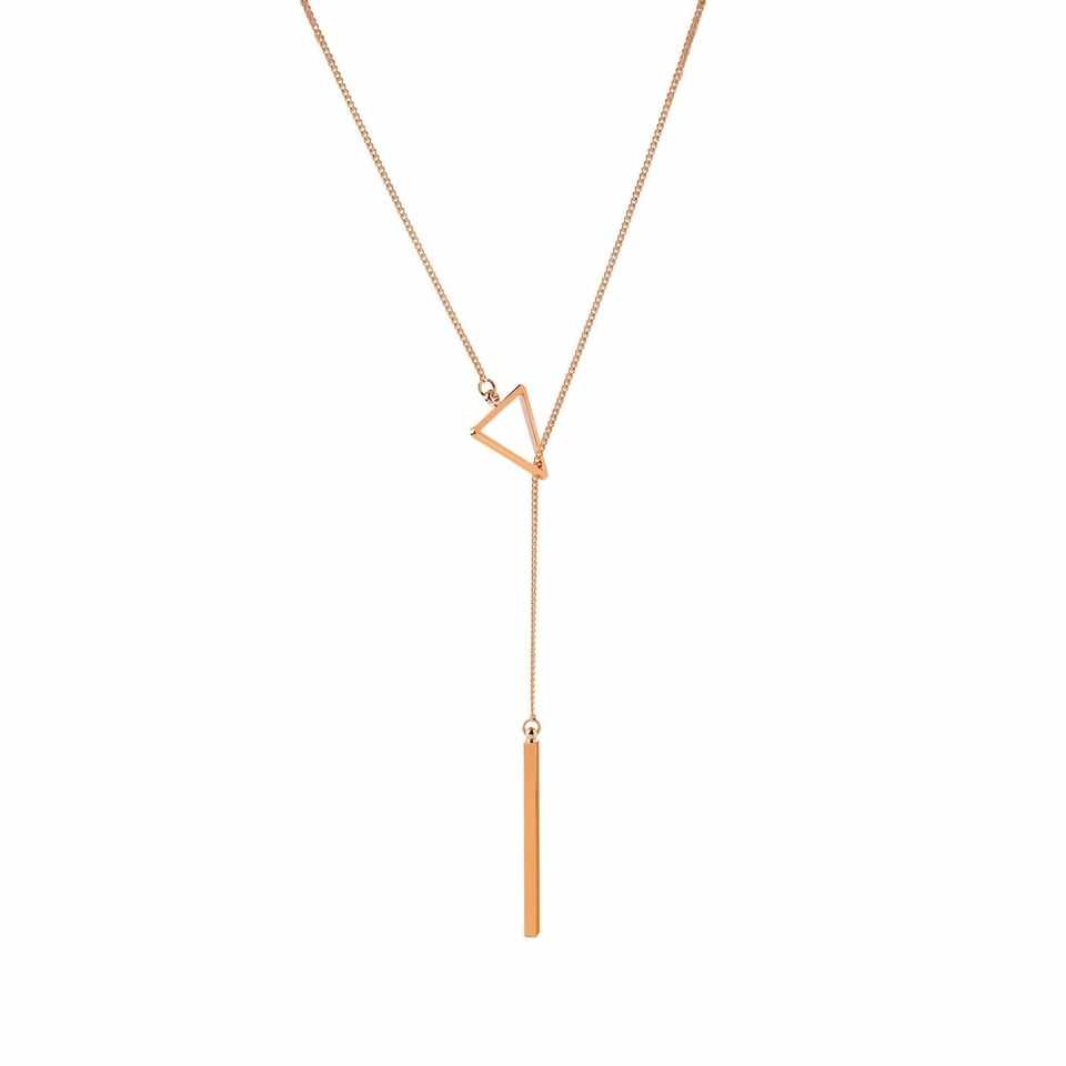 Rose Gold Plated Necklace with Triangle and Rod