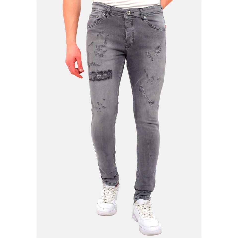 Heren Broek Met Gaten Slim Fit -DC-055- Grijs